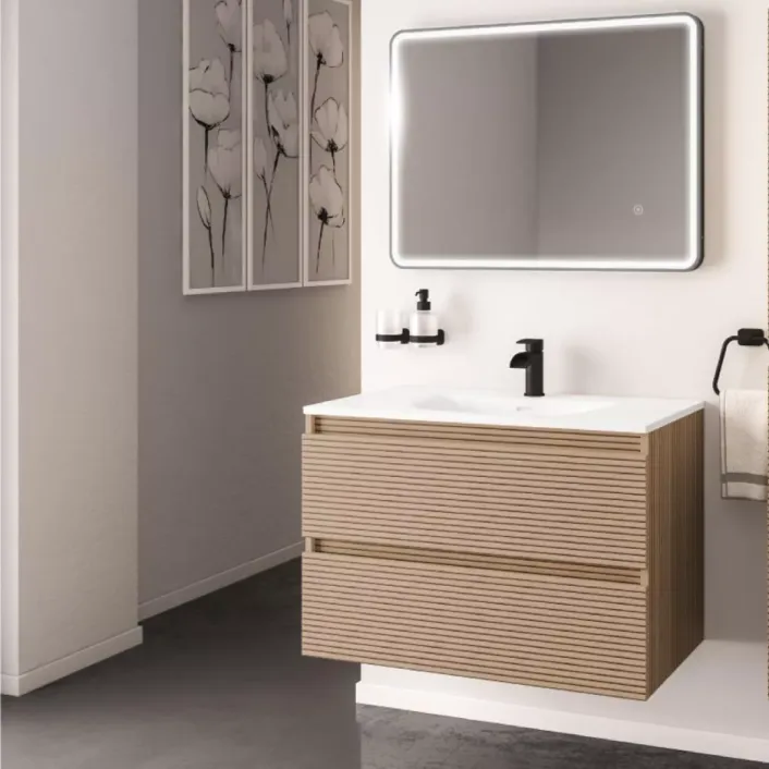 Eastbrook Olympia 800x445mm Fluted Effect Drawer Vanity Wall Hung Unit