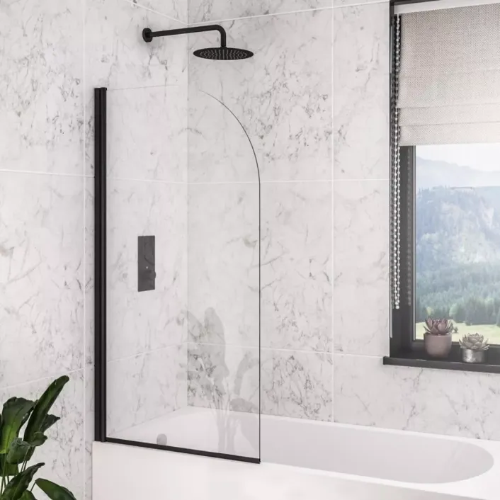 Eastbrook 6mm 1400 x 800mm Radius Bath Screen - Matt Black