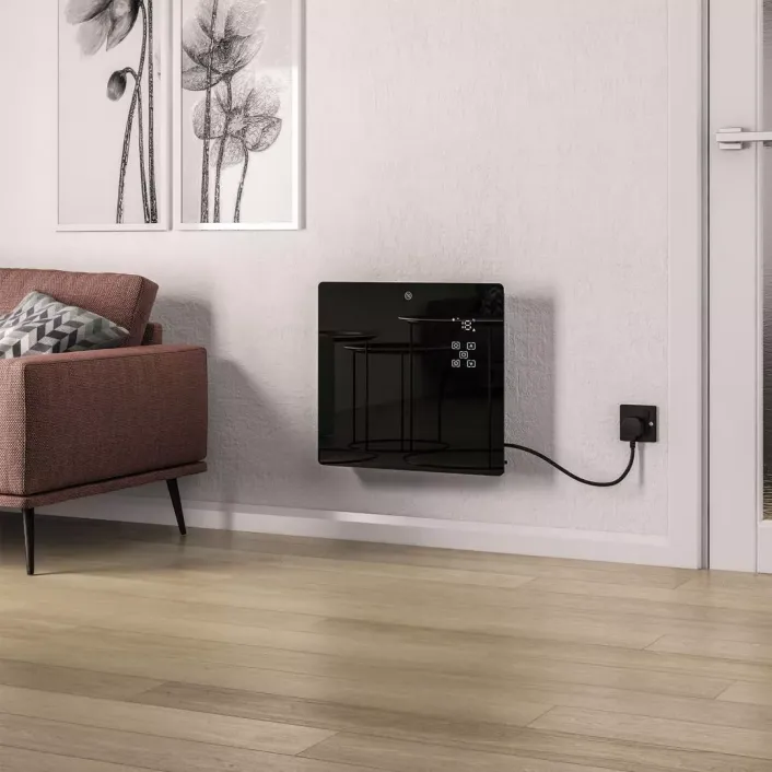 Eastbrook Cortona 555 x 520 Glass Fronted Electric Radiator 1000W Black