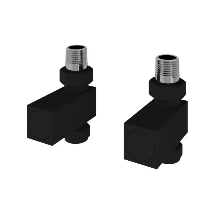 Eastbrook Straight Square Radiator Valves (Pair) Matt Black
