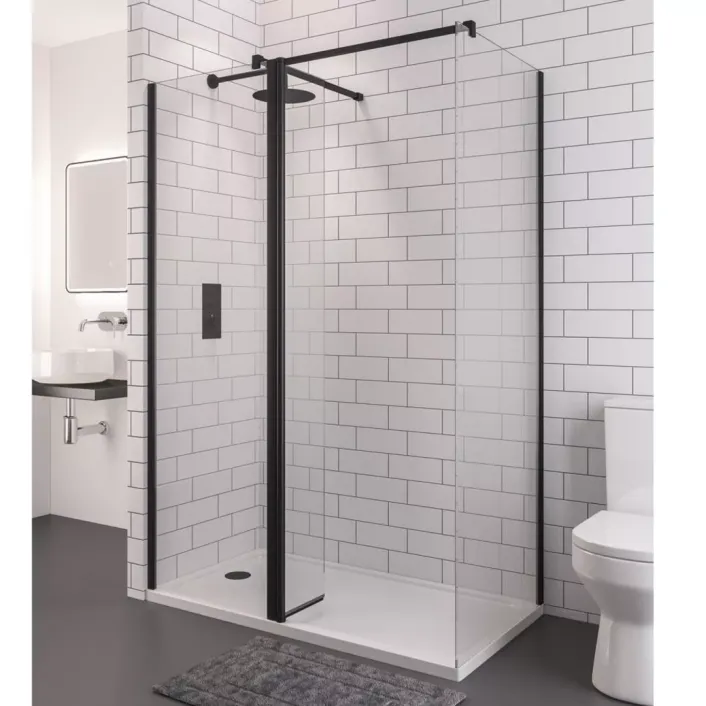 Eastbrook Vantage 2000 8mm Easy Clean 2000mm x 1600mm Walk-In Panel - Matt Black