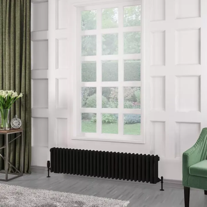 Eastbrook Rivassa 3 Column Radiator 300 x 1373mm Matt Black