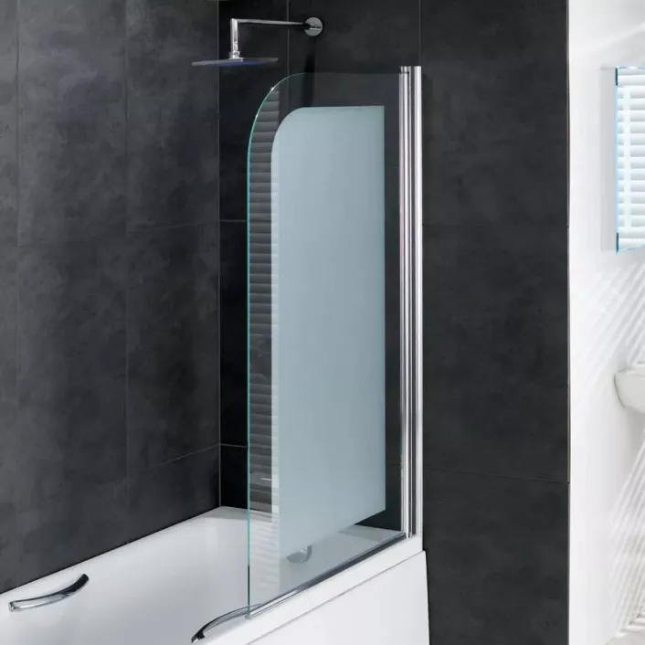 Eastbrook Volente 6mm 1500 x 850mm Frosted Hinge Bath Screen - Chrome