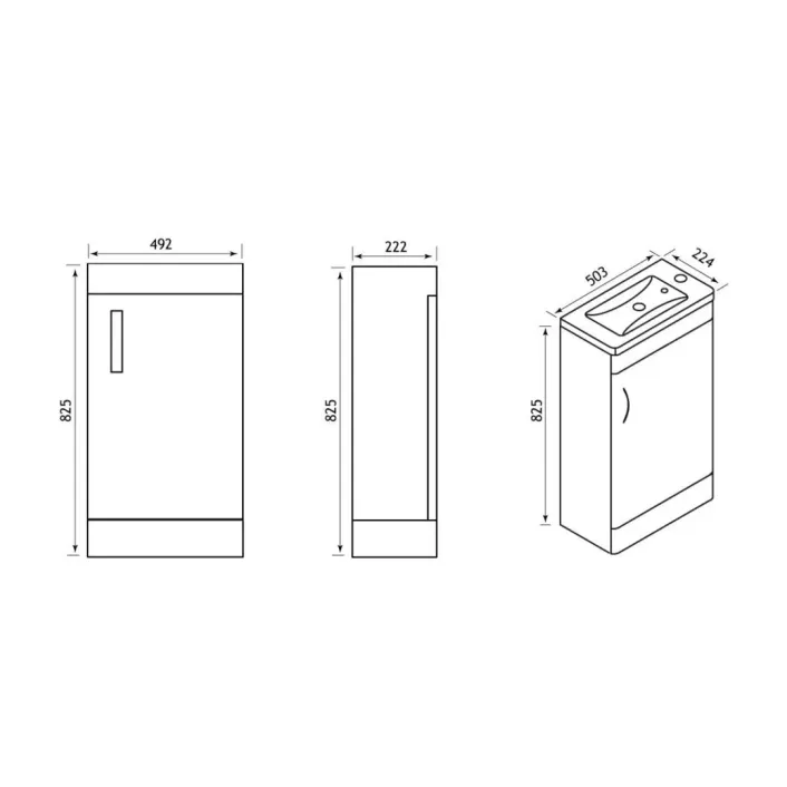 Eastbrook Cavone 50CM 1 Door Basin Vanity Unit - Matt Grey - Freestanding