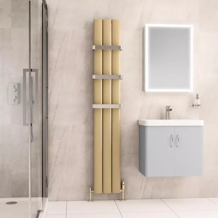 Eastbrook Malmesbury 1800 x 280 Aluminium Radiator Brass Effect