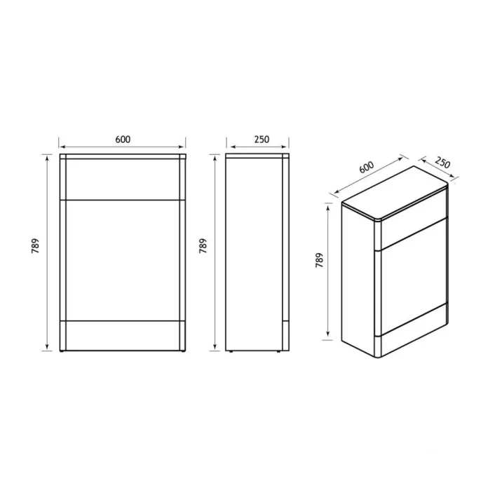Eastbrook Cavone 60cm (W) x 250cm (D) WC Unit - Gloss White