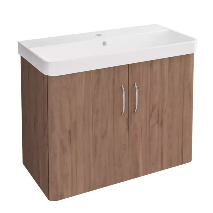 Eastbrook Cavone II 700x335mm Wall Hung 2 Door Unit - Medium Oak