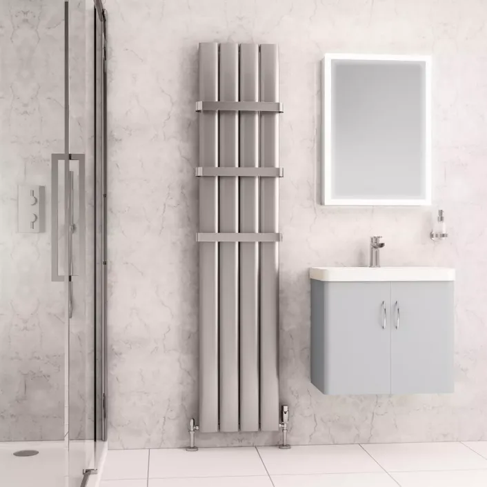 Eastbrook Malmesbury 1800 x 375 Aluminium Radiator Silver Effect