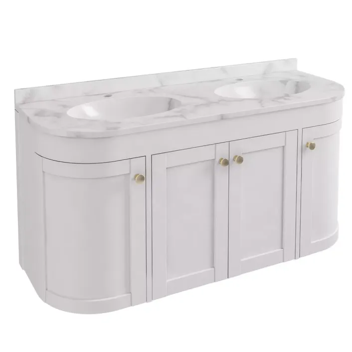 Eastbrook Hardwick 120CM 4 Door Double Bowl Wall Hung Basin Vanity Unit - Matt White