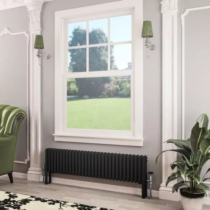Eastbrook Imperia 3 Column Radiator 300 x 1370mm Matt Black