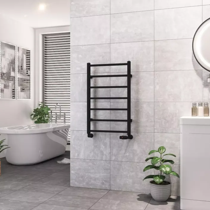 Eastbrook Tuscan Square Towel Rail 800 x 500 Matt Black