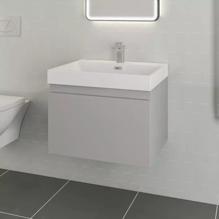 Eastbrook Gravina 60CM 1 Drawer Wall Hung Basin Vanity Unit - High Gloss Grey