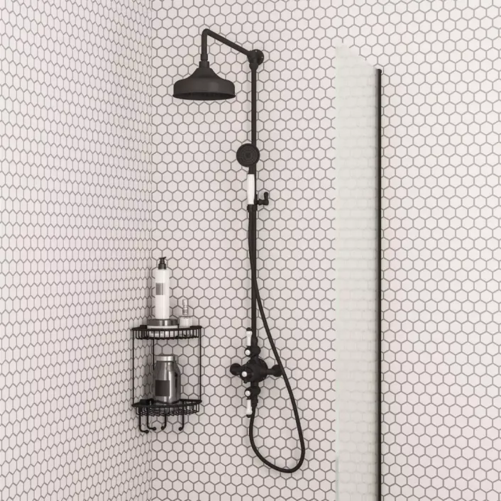 Eastbrook Traditional Twin Thermostatic Exposed Shower Valve with Rigid Riser with 8 - Matt