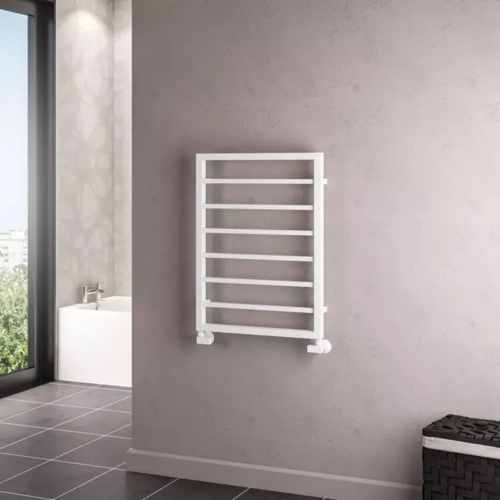 Eastbrook Ryton 800 x 600mm. Towel Rail Matt White