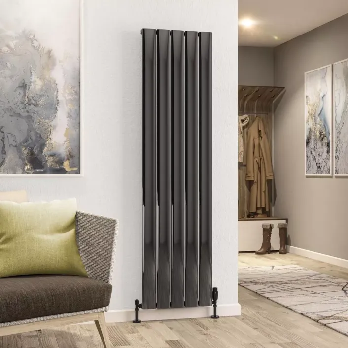 Eastbrook Malmesbury 1800 x 470 Aluminium Radiator Black Effect