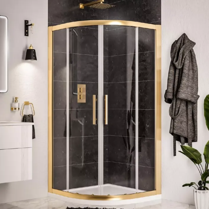 Eastbrook Volente 800 x 800mm Quadrant Shower Enclosure - Brushed Brass