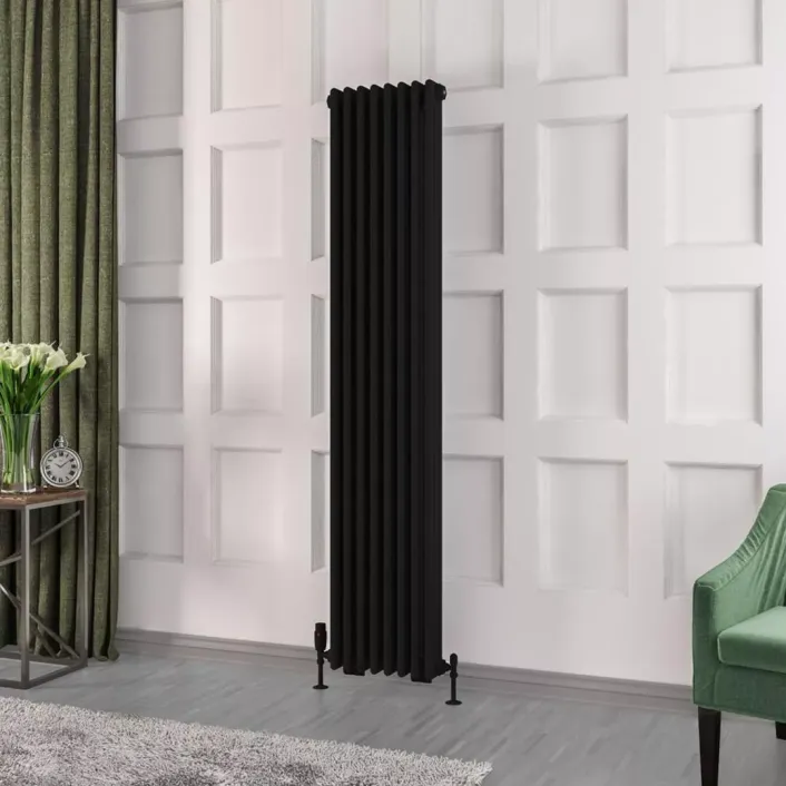 Eastbrook Rivassa 3 Column Radiator 1800 x 383mm Matt Black