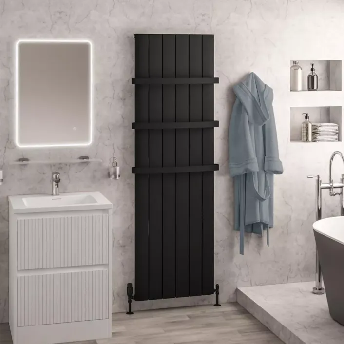Eastbrook Withington 1800 x 565 Aluminium Radiator Matt Black
