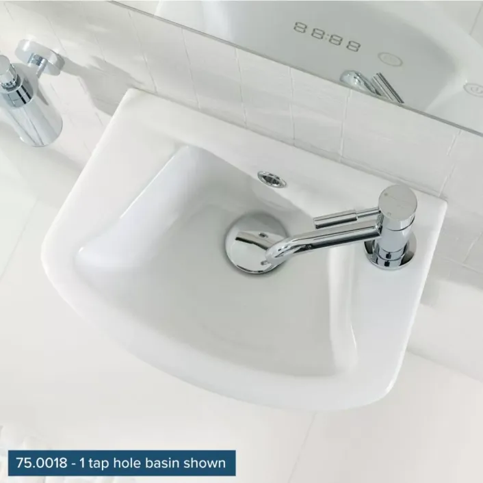 Eastbrook Loire 46cm x 27cm 2 Tap Hole Ceramic Cloakroom Basin with Overflow - White