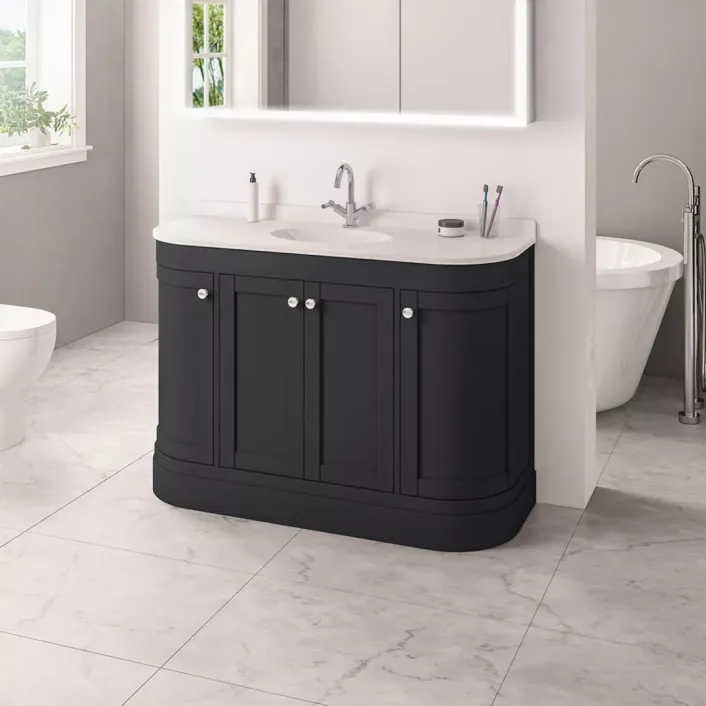 Eastbrook Hardwick Traditional 120CM 4 Door Basin Vanity Unit - White - Matt Anthracite
