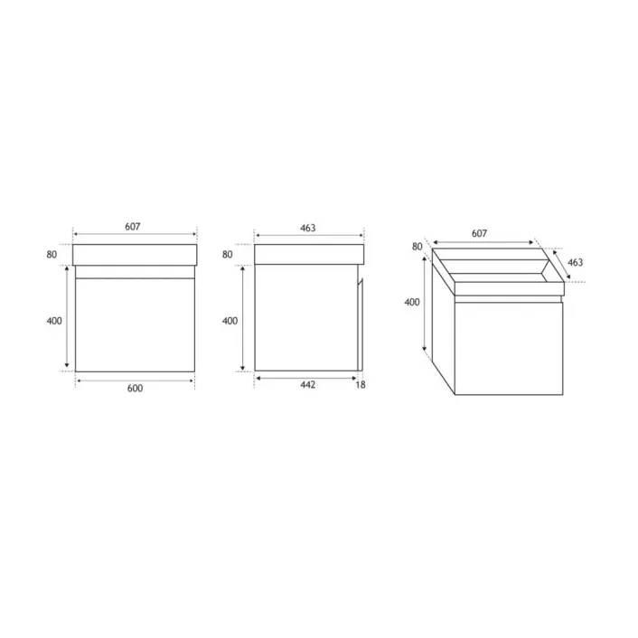 Eastbrook Gravina 60CM 1 Drawer Wall Hung Basin Vanity Unit - White
