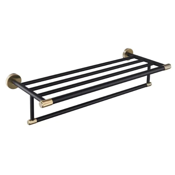 Eastbrook Catania Towel Rack with Bar 600mm - Matt Black/Brushed Brass