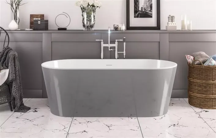Eastbrook Lambeth 1590 x 740 x 560mm Freestanding Bath Inc Waste - Grey