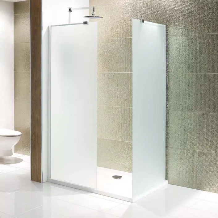 Eastbrook Volente 6mm Easy Clean 1850mm x 800mm Walk-In Frosted Panel with Frosted Glass - Chrome