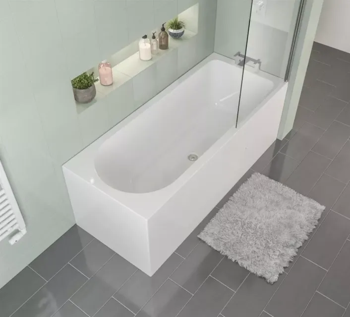 Eastbrook Biscay 1700 x 700 x 440mm Right Hand (RH) Straight Rectangular Beauforte Shower Bath - White