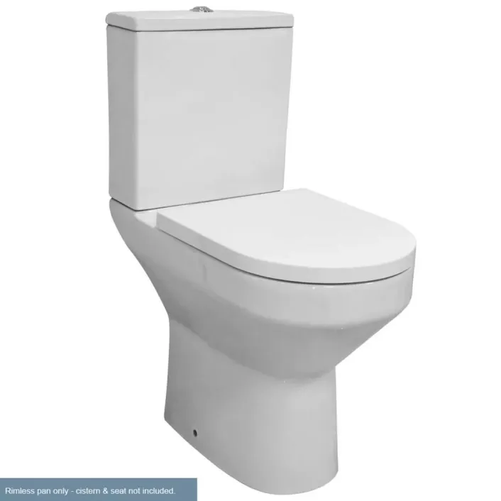 Eastbrook Kenley Comfort Height Close Coupled Rimless WC Pan with Fixings - White