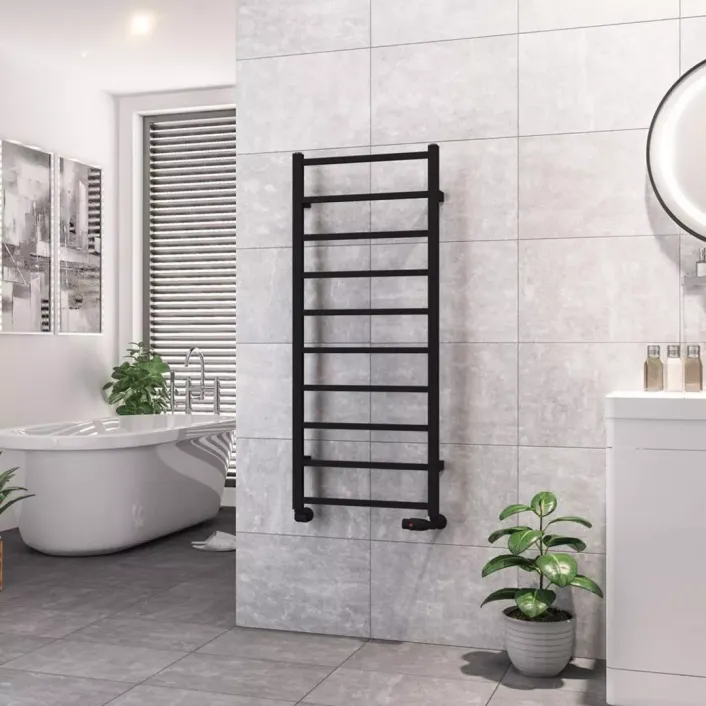 Eastbrook Tuscan Square Towel Rail 1200 x 500 Matt Black