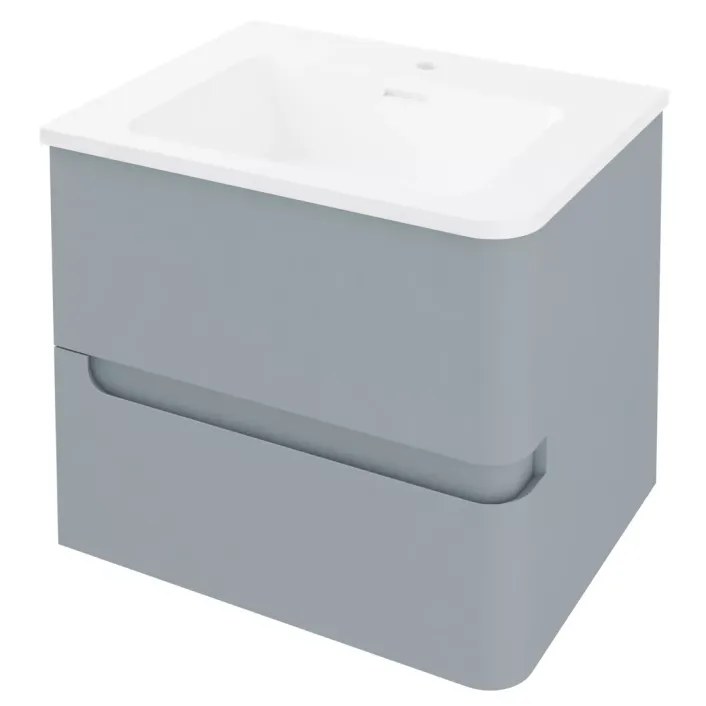 Eastbrook Arda 60cm, 2 Drawer Wall Hung Unit Right Hand (RH) - Matt Grey