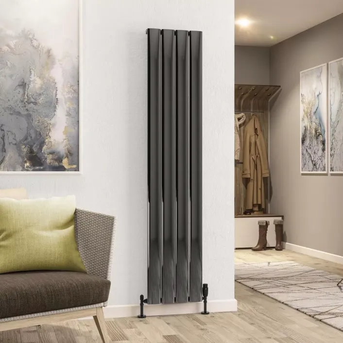 Eastbrook Malmesbury 1800 x 375 Aluminium Radiator Black Effect