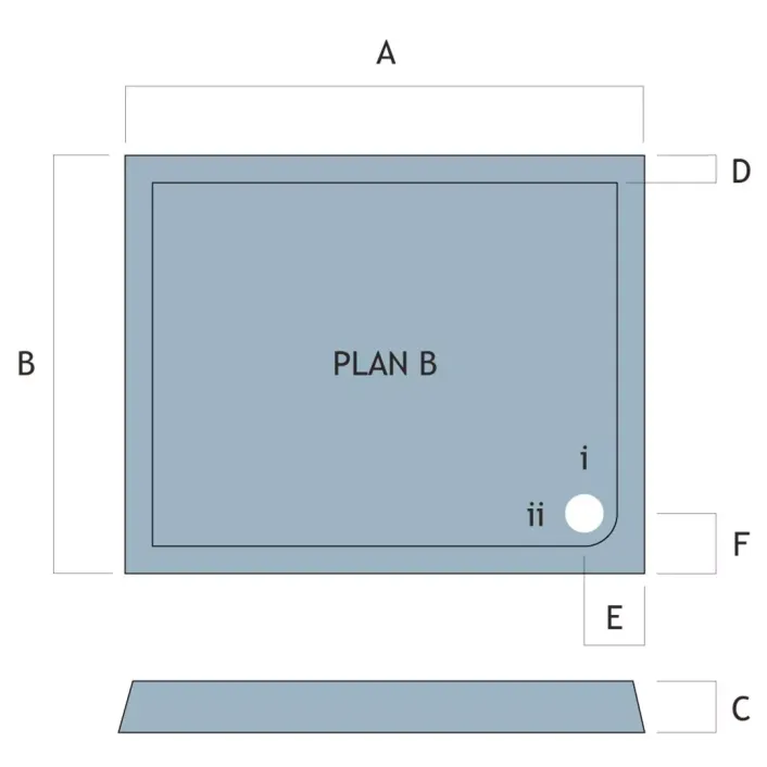 Eastbrook Vantage Plan B 1000mm x 760mm Rectangular Shower Tray - White