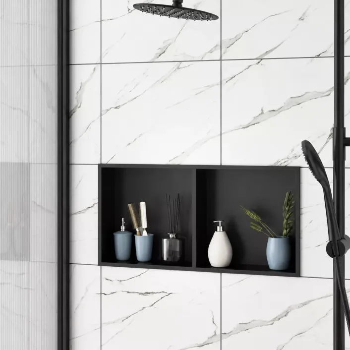 Eastbrook 600x300mm Shower Niche - Matt Black