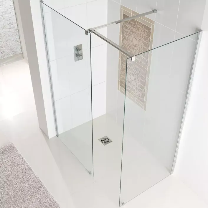 Eastbrook Corniche 8mm Easy Clean 1950mm x 1150mm Walk-In Front Shower Panel for 1700 Tray - Chrome