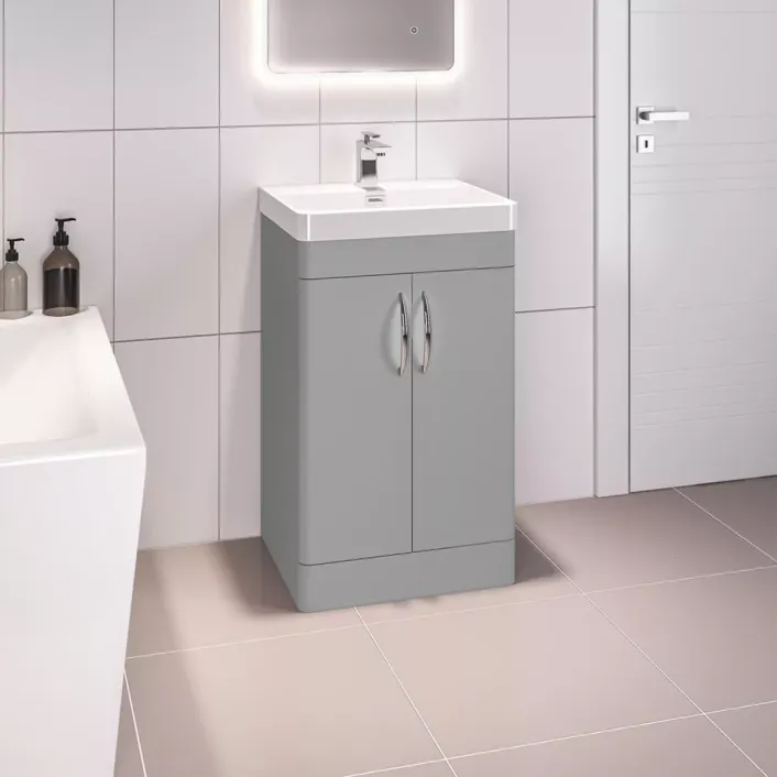 Eastbrook Cavone 50CM 2 Door Basin Vanity Unit - Matt Grey - Freestanding