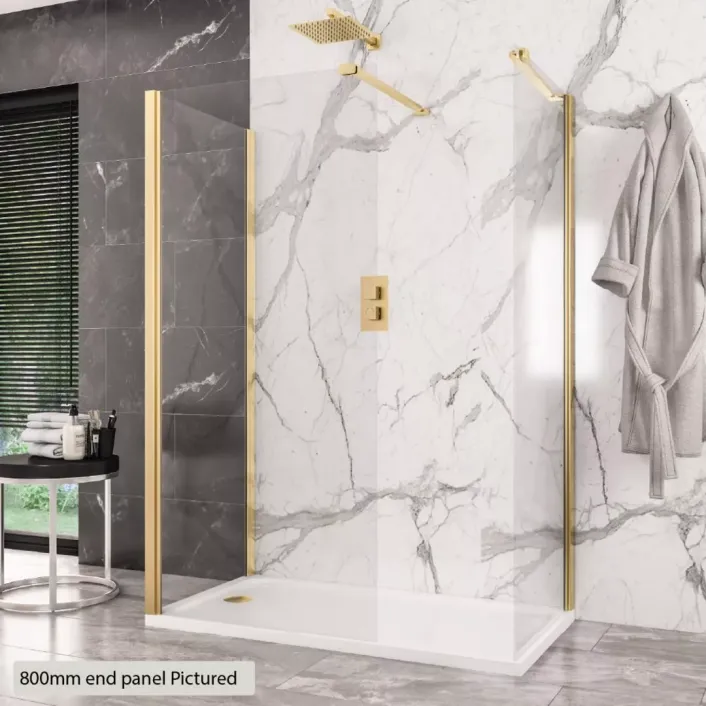 Eastbrook Volente 6mm Thick Easy Clean 1850 x 300mm Walk-In Shower Panel - Brushed Brass