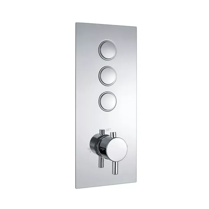 Eastbrook Concealed Thermostatic Shower Valve with Triple Round Push Button - Chrome