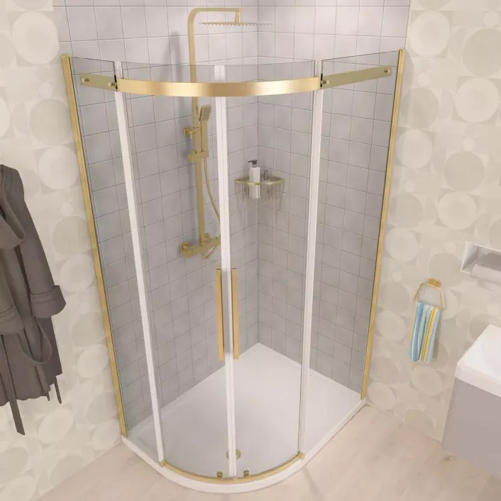 Eastbrook Corniche 2000 1200x900mm Left Hand Offset Quadrant Shower Enclosure - Brushed Brass