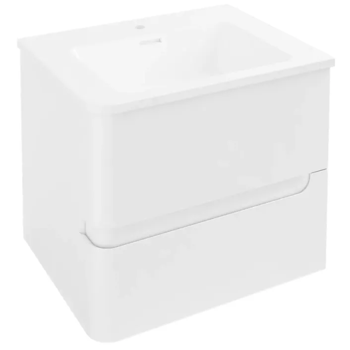 Eastbrook Arda 60cm, 2 Drawer Wall Hung Unit Left Hand (LH) - High Gloss White