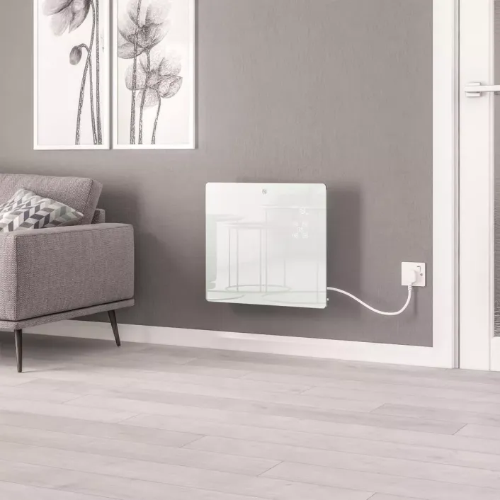 Eastbrook Cortona 555 x 520 Glass Fronted Electric Radiator 1000W White