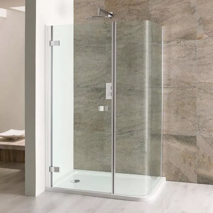 Eastbrook Volente 1850mm x 800mm Curved Corner Shower Panel for Volente Curved Corner Shower Enclosure - Chrome Profiles