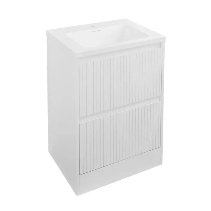Eastbrook Stockton 60cm Fluted Vanity Drawer Base Unit - High Gloss White