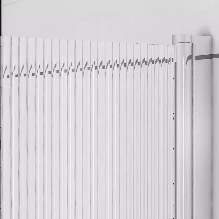 Eastbrook 6mm 1400 x 800mm Right Hand (RH) Fluted Straight Bath Screen - Chrome
