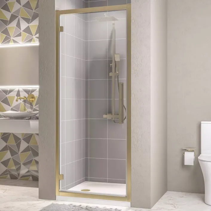 Eastbrook Corniche 2000 8mm Framed 2000mm x 1000mm Hinged Shower Door - Brushed Brass