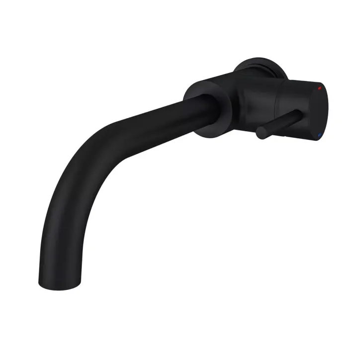 Eastbrook Meriden Wall Mounted Single Lever Curved Spout Basin Mixer Tap Matt Black