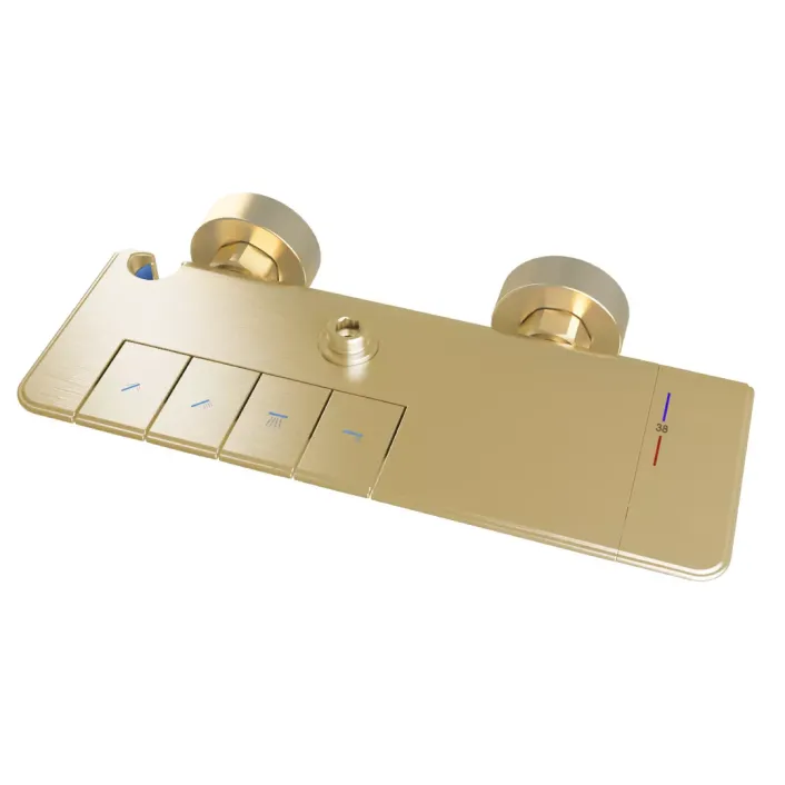 Eastbrook Exposed Thermostatic Shelf Shower Set - Brushed Brass