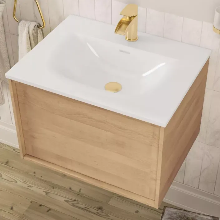 Eastbrook Ravensbourne 600 Wall Hung Single Drawer Unit Natural Oak