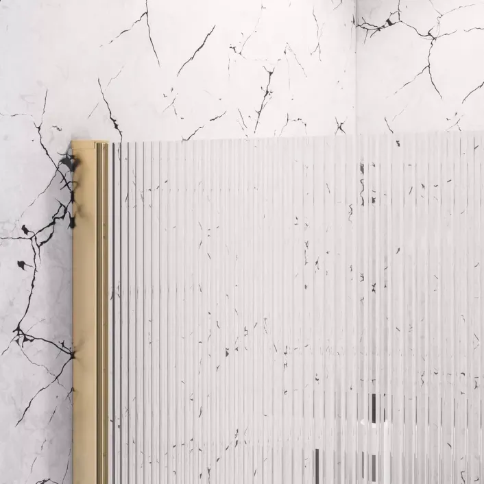 Eastbrook Vantage 2000 8mm Easy Clean 2000mm x 900mm Walk-In Shower Panel with Fluted Glass - Brushed Brass
